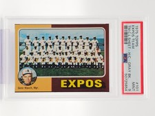 1975 TOPPS BASEBALL #101 EXPOS TEAM CHECKLIST GRAY BACK PSA 9 Q7113