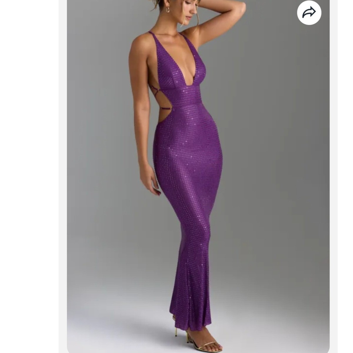 purple satin dress oh polly Purple Oh Polly Pvc Dress Oh Polly Magdalena Embellished Cut-Out Maxi Dress  Grape Purple