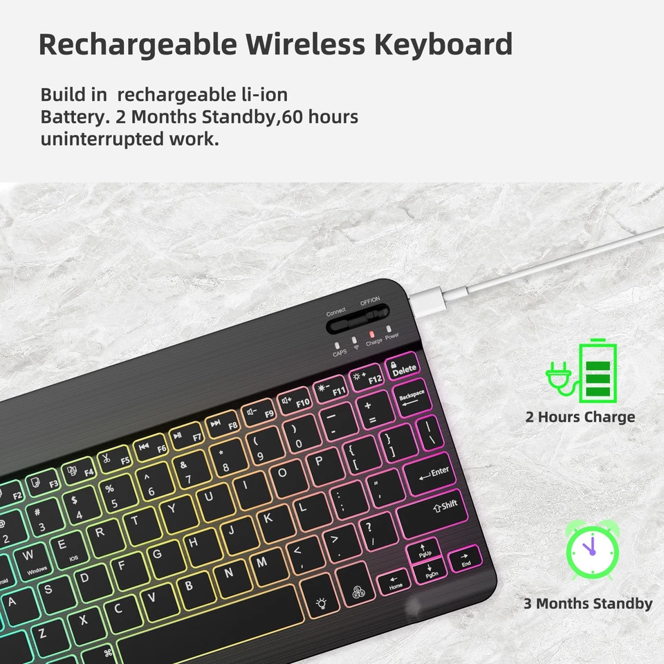 RGB Wireless Backlit Gaming Keyboard and Mouse Set USB Rechargeable - 7 Colors - Image 3 of 4