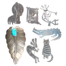Vintage Native American/Southeastern sterling silver figural pin/brooch lot