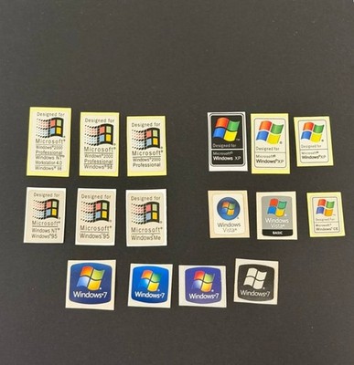 Windows OS 2000/98/95/NT/ME/Vista/XP/CE/7 Sticker Badge Decal, 16Pcs