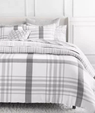 Martha Stewart 3pc Flannel Duvet Set Soft 100% Cotton 1 Cover 2 Shams Queen/King