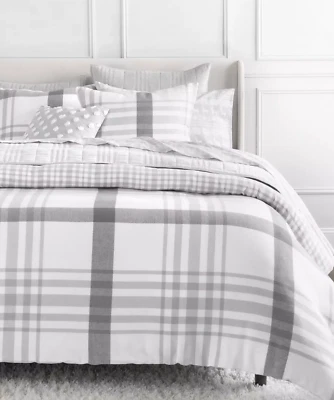 Martha Stewart 3pc Flannel Duvet Set Soft 100% Cotton 1 Cover 2 Shams Queen/King