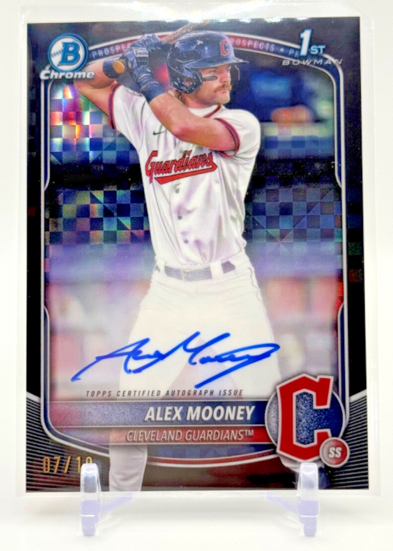 2025 Bowman 1st Chrome BLACK X-FRACTOR AUTO/10 Alex Mooney Cleveland CPA-AM