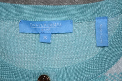 NWT DRAPER JAMES RSVP Gingham Turquoise White Cardigan Size S - Picture 7 of 8