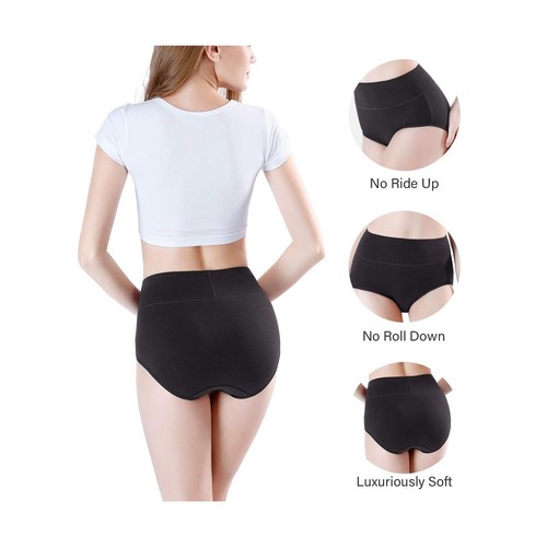 Women's High Waisted Comfy Cotton Underwears Full Briefs Panties 4 Pack X-Small - Picture 4 of 6