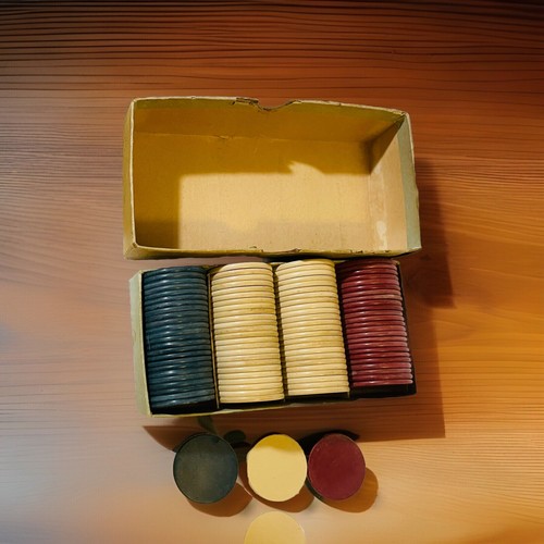 Vintage Paragon Composition Poker Chips with Original Box Size 1.5” 100 Chips
