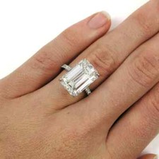 Impressive 9.15CT Emerald  Round Cut Cubic Zirconia Solitaire Engagement Ring