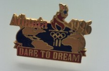 Atlanta Olympic Games 1996 Slogan Pin: Dare to Dream Map and Torch