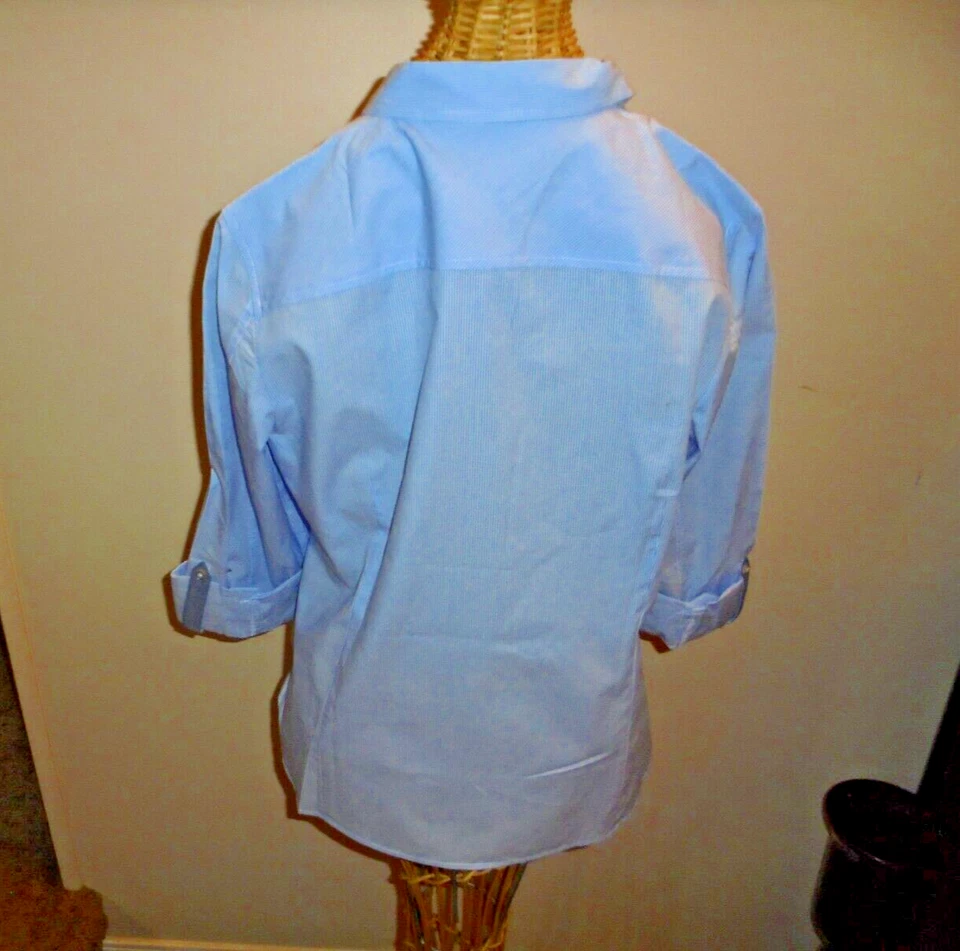 TOMMY HILFIGER  HERITAGE LIGHT BLUE SMALL STRIPS SHIRT -SIZE LARGE - Image 4 of 4