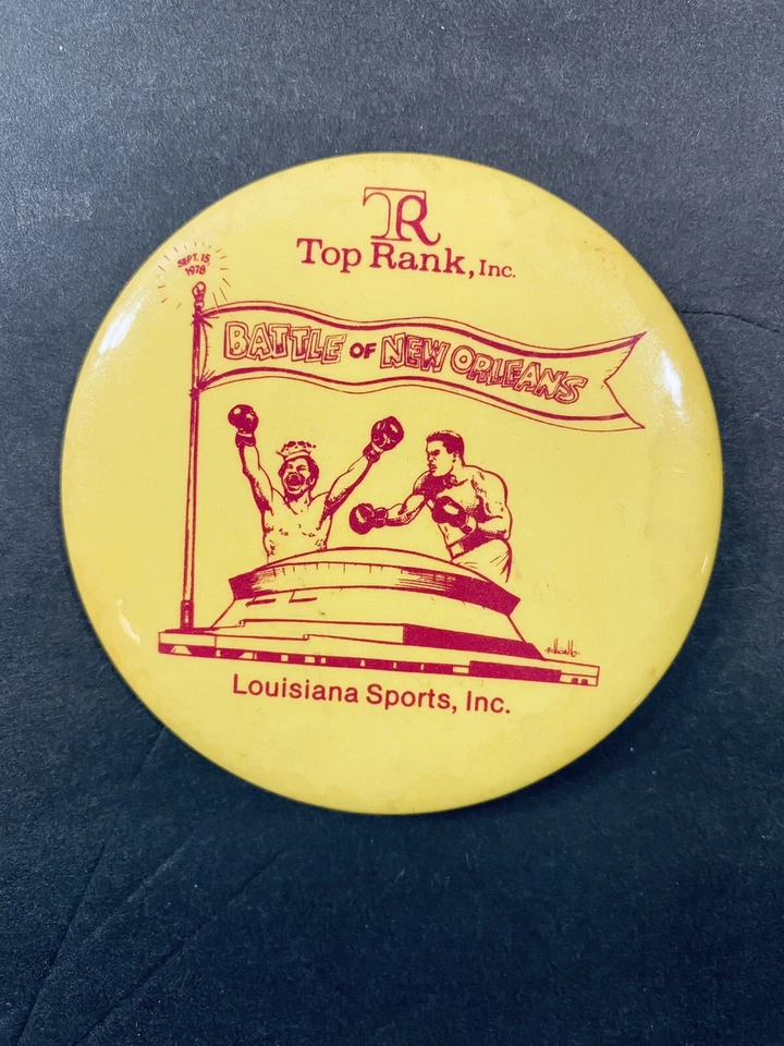 1978 Vintage Boxing Muhammed Ali-Leon Spinks Battle of New Orleans 3" Button Pin - Image 4 of 4