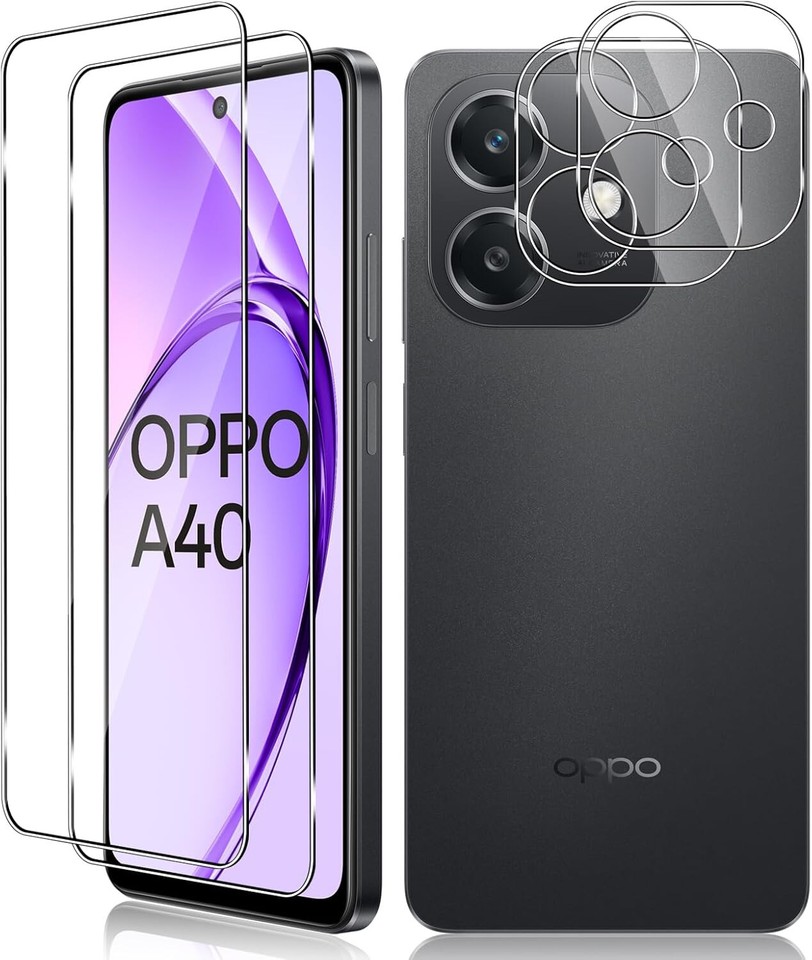 KP TECHNOLOGY Oppo A40 Tempered Glass Screen Protector Easy Bubble-Free Installation Ultra Clear HD Shatterproof 9H Hardness And Anti Fingerprint Oleo-phobic Coating For Oppo A40 5G