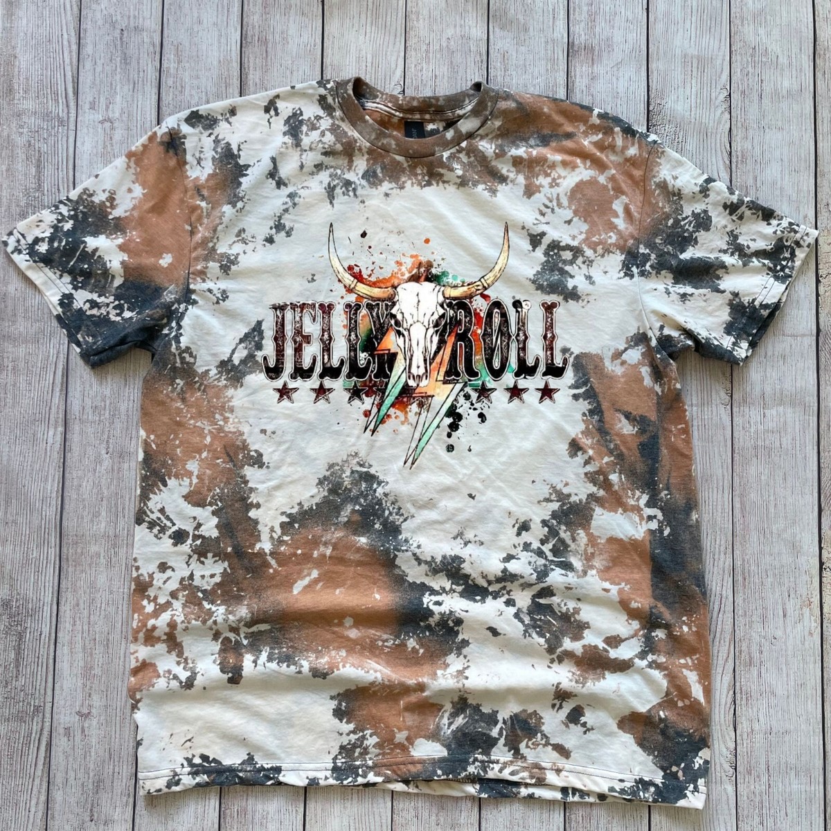 Womenu0026#039;s Jelly Roll Cowhide Bleached Western Country Music Graphic  T-Shirt | eBay