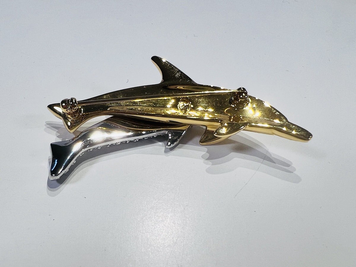 Swarovski Gold Plated Crystal Dolphin Brooch | eBay