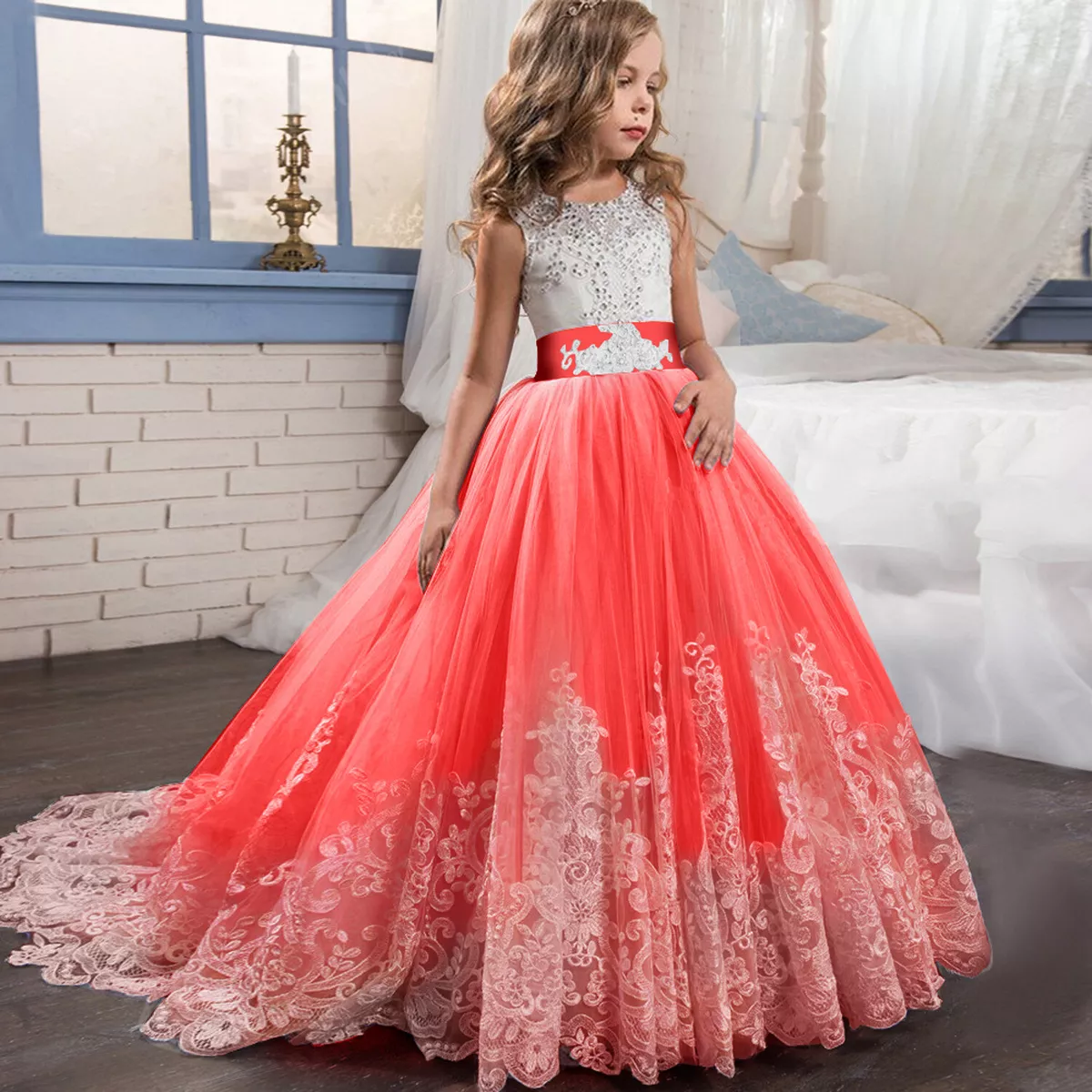 Flower Girl Sparkly Long Sleeve Beaded Tulle Princess Ball Gown – Mia  Bambina Boutique