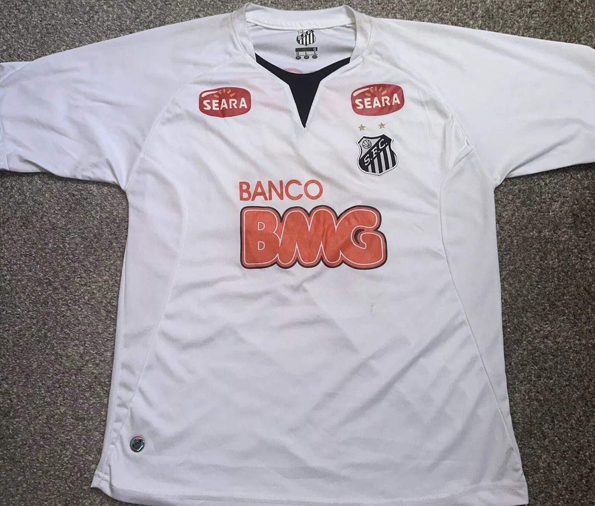 SANTOS S.F.C BANCO BMG SEARA半袖XL Santos Jersey Brasil Brazil Soccer Futbol Jersey 10 Vintage