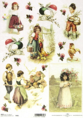 A/4 Reispapier für Decoupage, Scrapbooking Blatt - Osterhaus
