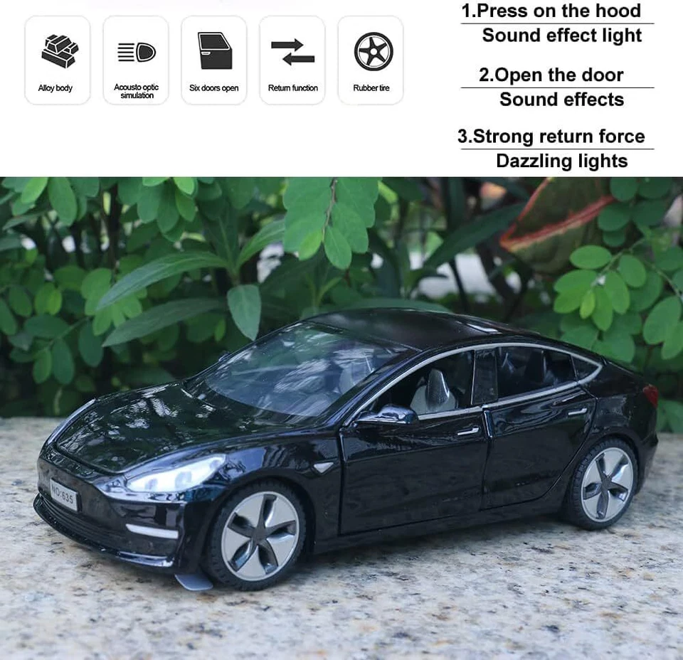 Vehículo de juguete fundido a presión modelo de coche de aleación Tesla modelo 3 escala 1:32 para regalo de colección Foto 4 de 4