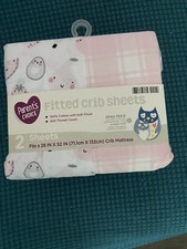 Parents Choice Fitted Crib Sheets 28x52 Girls Fruit Animals Design 2 sheets New