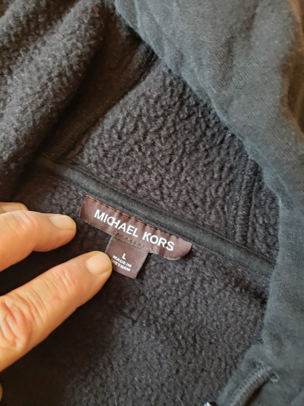 Felpa con cappuccio Michael Kors uomo nera logo manica lunga pile taglia L