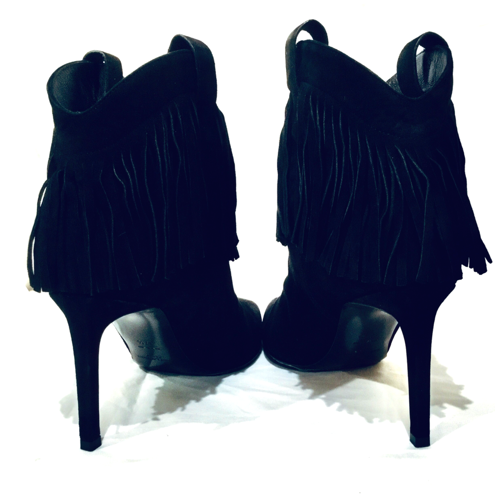 Stivaletti Saint Laurent Western con frange pelle scamosciata a stiletto usati taglia 7 SRP $895