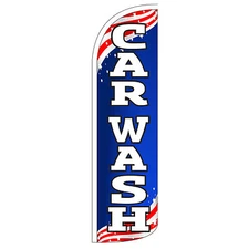 Car Wash Flag Flutter Feather Banner Swooper Extra Wide Windless Patriotic