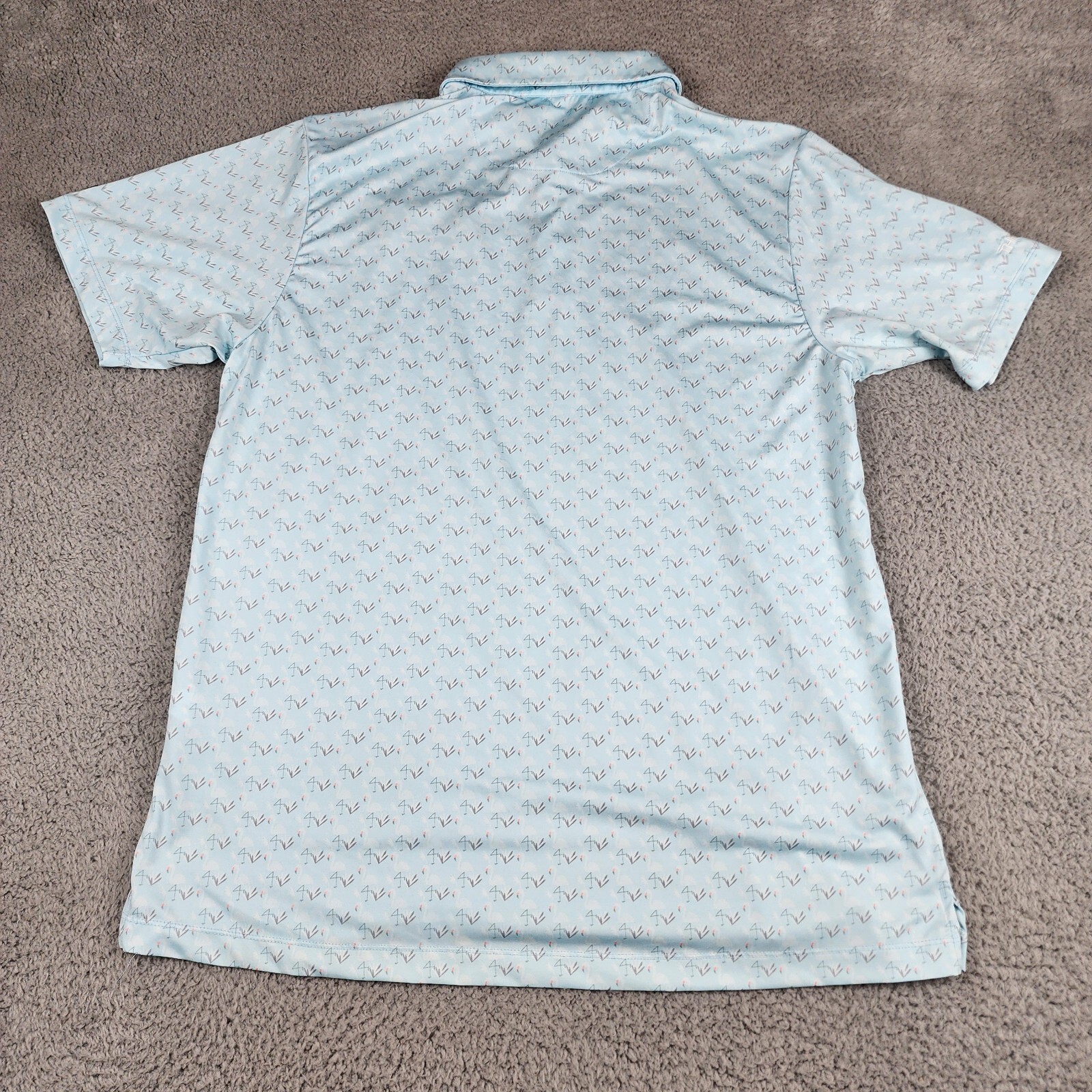 Bad Birdie Shirt Mens Extra Large Blue Golf Polo Performance Flamingo