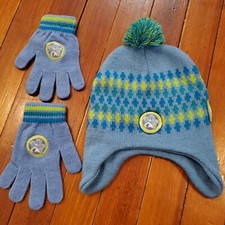 Vintage 2003 Care Bears Bedtime Bear Winter Hat  Glove Set size 7-14x