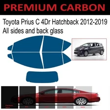 Premium Carbon Window Tint fits Toyota Prius C 4dr hatchback 2012-2019 precut
