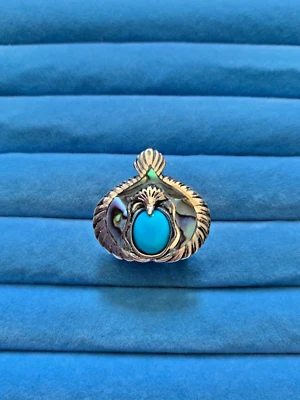 Anillo Bali Legacy Bella Durmiente Turquesa, Concha de Abulón Águila - Tallas 7 y 8 Foto 1 de 4