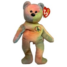 RARE TY BEANIE BABY BABIES PEACE THE BEAR WITH Tags RETIRED 1996