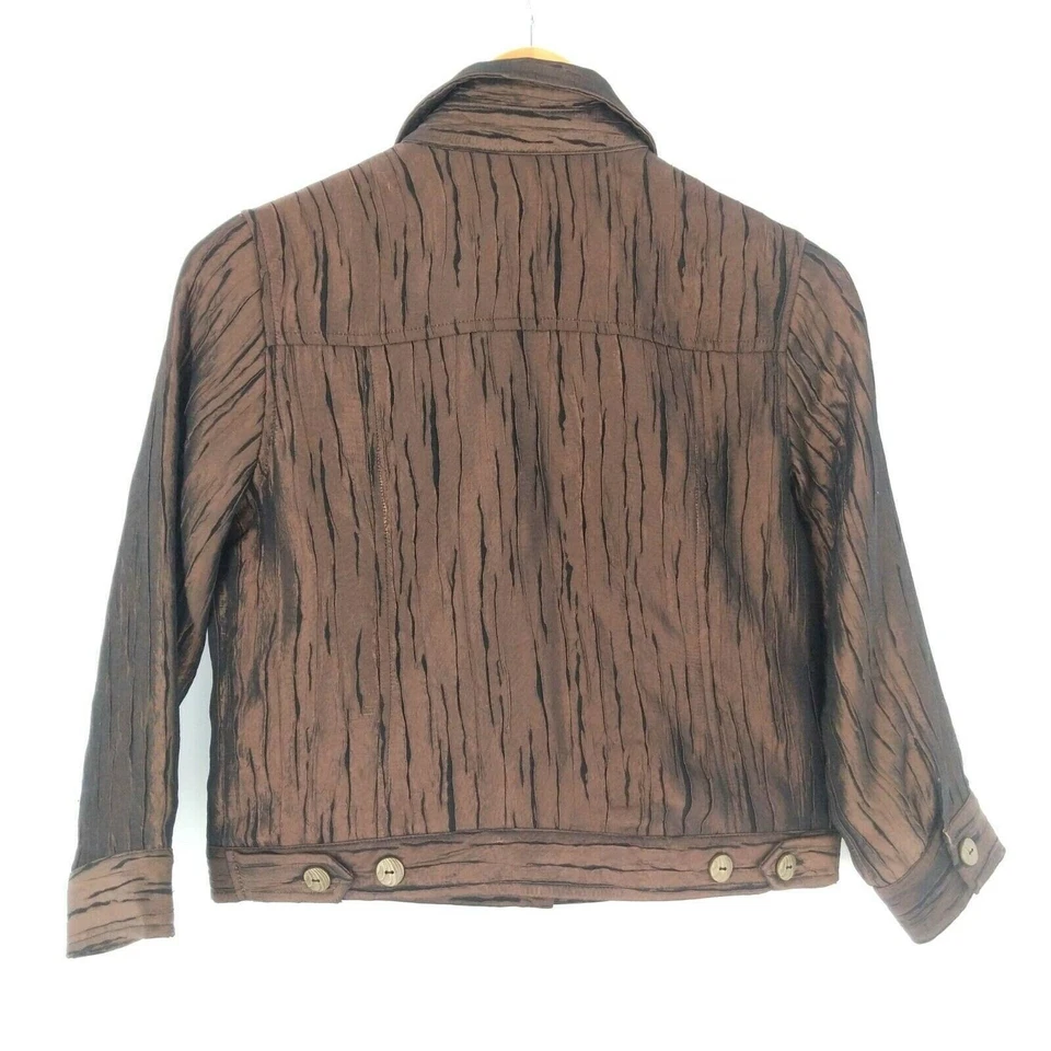 Ruby Rd Jacket Womens 4 Petite Brown Button Front Lightweight - Image 2 of 4