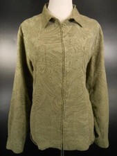 Beautiful Women's Size 3 Chico's Green Design Long Sleeve Zipper Blazer Jacket
