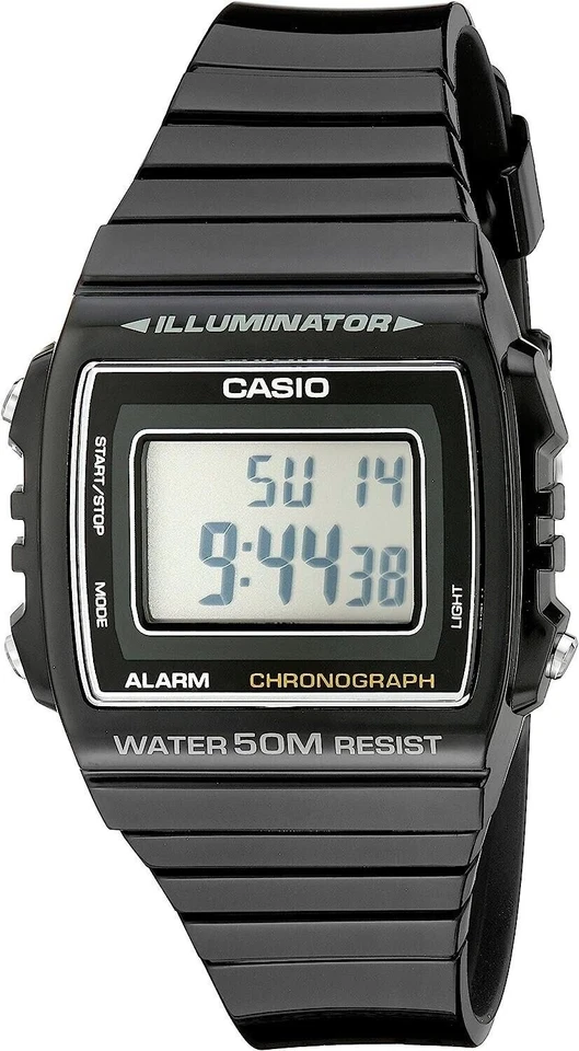 Casio W-215H-1AVDF NUEVO Reloj Unisex Banda de Resina Negra Cronógrafo Iluminador