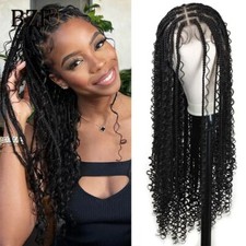 Boho Knotless Braided Wigs28Inch CurlyBraidedSynthetic Double Lace Square Part B