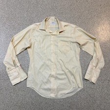 Vtg Penneys Towncraft Penn-Prest Button Up Shirt Medium Yellow French Cuffs