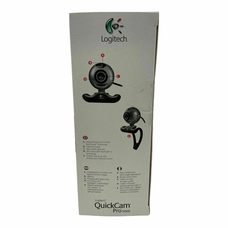 LOGITECH Quickcam Webcam Pro 5000 & Built in Mic Zoom Skype Teams Calls Office - Image 3 of 4