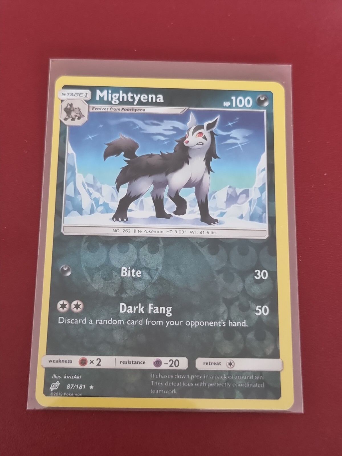 Pokemon Card Sun Moon Team Up Mightyena 87/181 Rare Reverse Holo Card