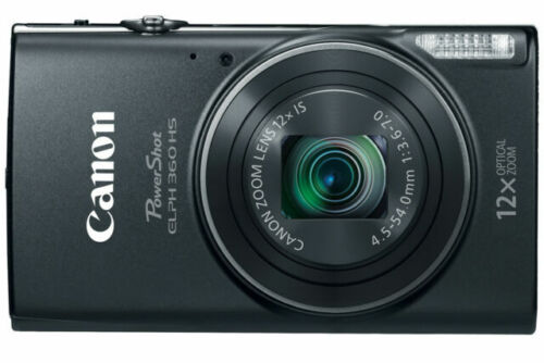 Canon PowerShot ELPH 360 HS Digital Camera (Black) 1075C001 B&H