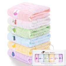 6 PCS 10x10 Inch 100 Cotton 6 Layer Muslin Baby Washcloths Face Burp Bath