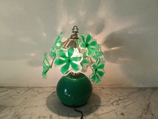 Retro Touch Lamp Table Lamp Green Acrylic Flower 1980s
