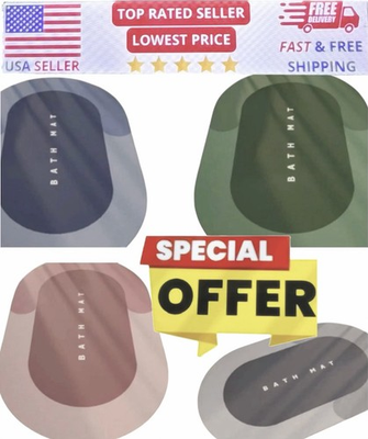 #ad #ad SUPER Water Absorbent Bath Mat Non Slip Quick Drying Bathroom Shower Rug Oval $9.49