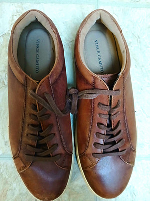 Vince Camuto VY-Cowon-Casual Leather Lace-Up Sneakers Brown US 11.5 M EU 44.5