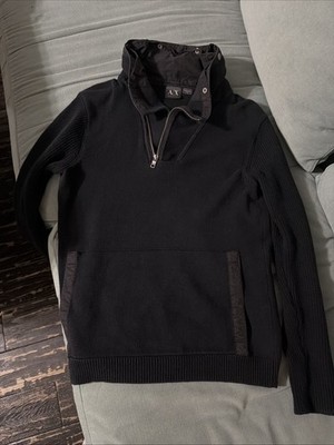 Armani Exchange A|X Exquisite Men's Hooded Sweater Asymmetric Zipper Medium