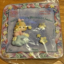 Vintage Precious Moments Pin Brooch Earring Set Enesco 1996 Holiday Christmas