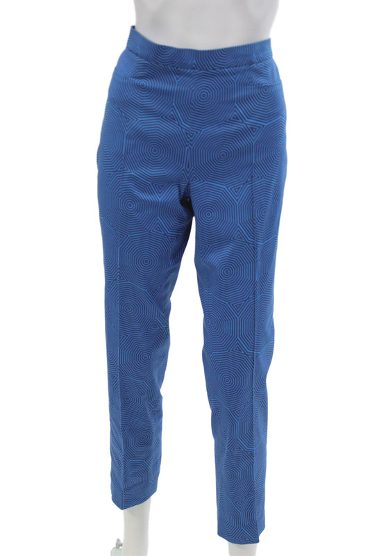 Akris Womens Blue Cropped Geometric Cotton Pants Zip Inseam 24 Size 6