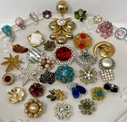 Lot Vtg Costume Jewelry Single Earrings Clip On Screw Craft Repurpose Rhinestone