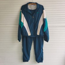 Vtg Y2K 90s Reebok Tracksuit Windbreaker Set Sz L Unisex Teal White Colorblock