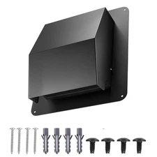 6 Inch Hooded Wall Vent Cover SPCC Steel Roof Exhaust 1 Pack Black