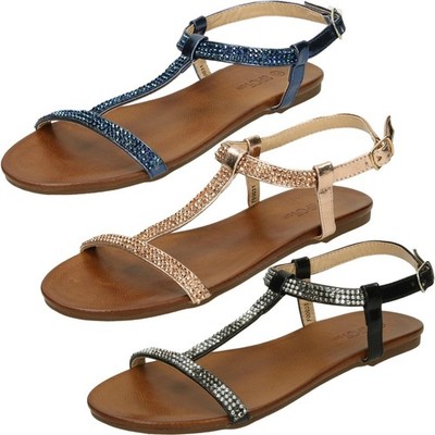 Spot On Platform T-Bar Sandals With Diamonds For Women